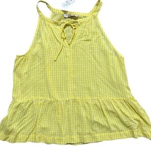 New With Tags LOFT Yellow Gingham Sleeveless Top—Size Large